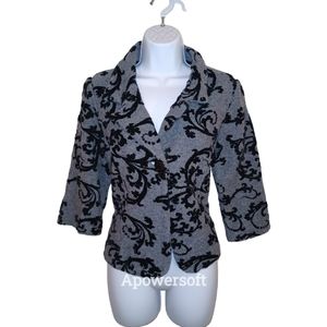 Coldwater Creek Gray and Black One Button Closure Wool Jacket sz small
